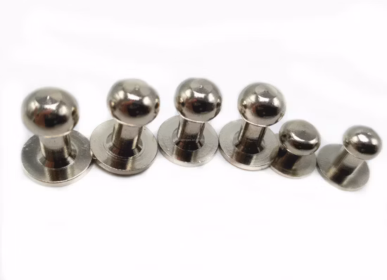 Rivets noirs à tête plate mâles et femelles, vis de reliure de livre Chicago
